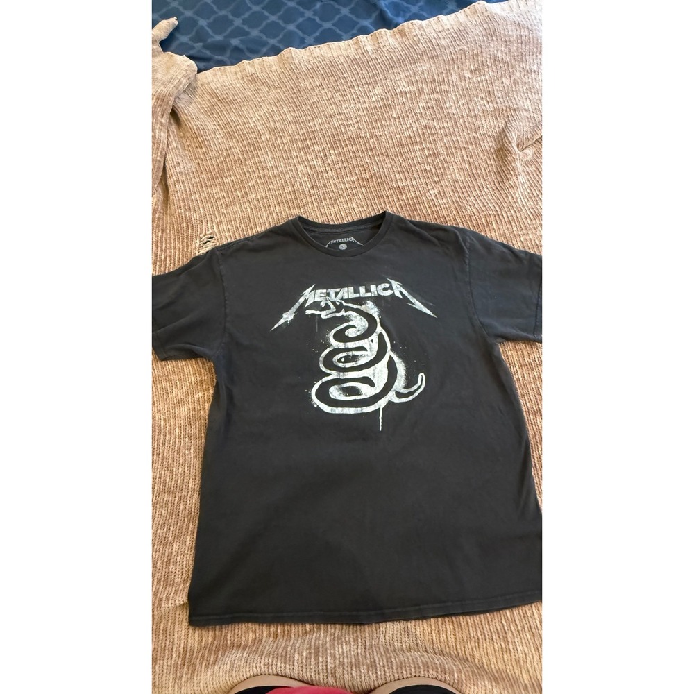 Metallica Black Album Snake Graphic T-Shirt Mens Large Black 100% Cotton Tee